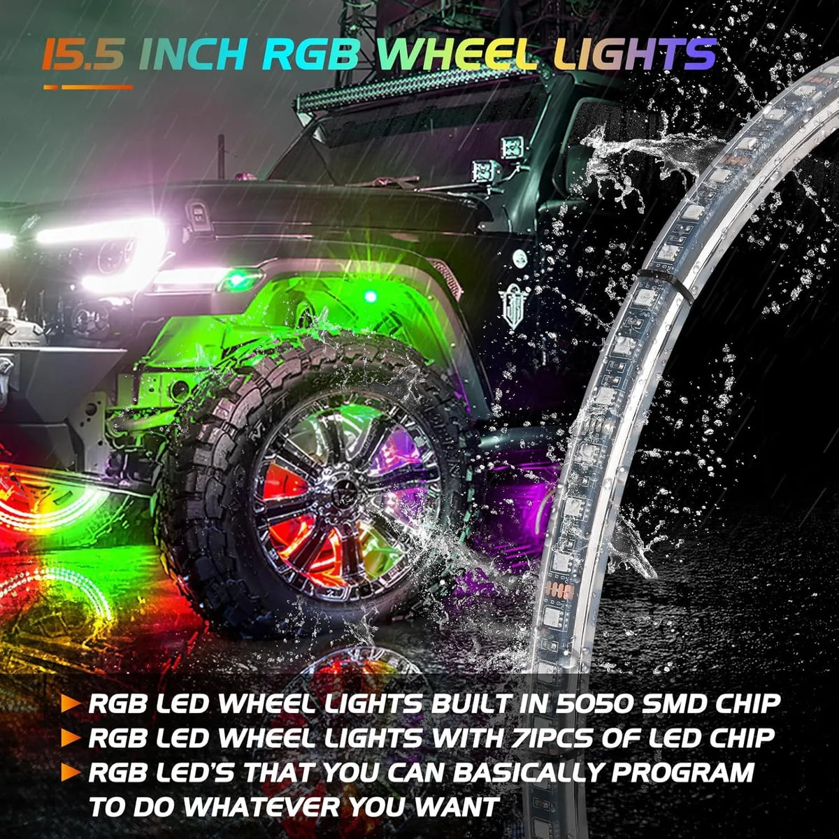 Nilight LED Wheel Ring Lights With App And Remote Control