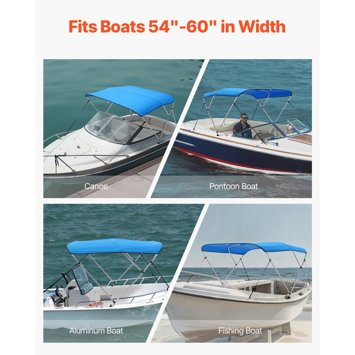 SucceBuy Boat Bimini Top with Aluminum Frame and Sun Shade