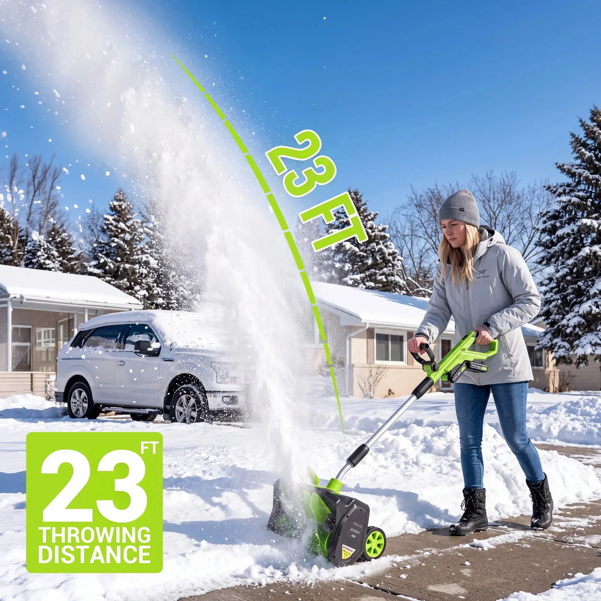 Deli Cordless Snow Shovel With Wheels And Brushless Motor