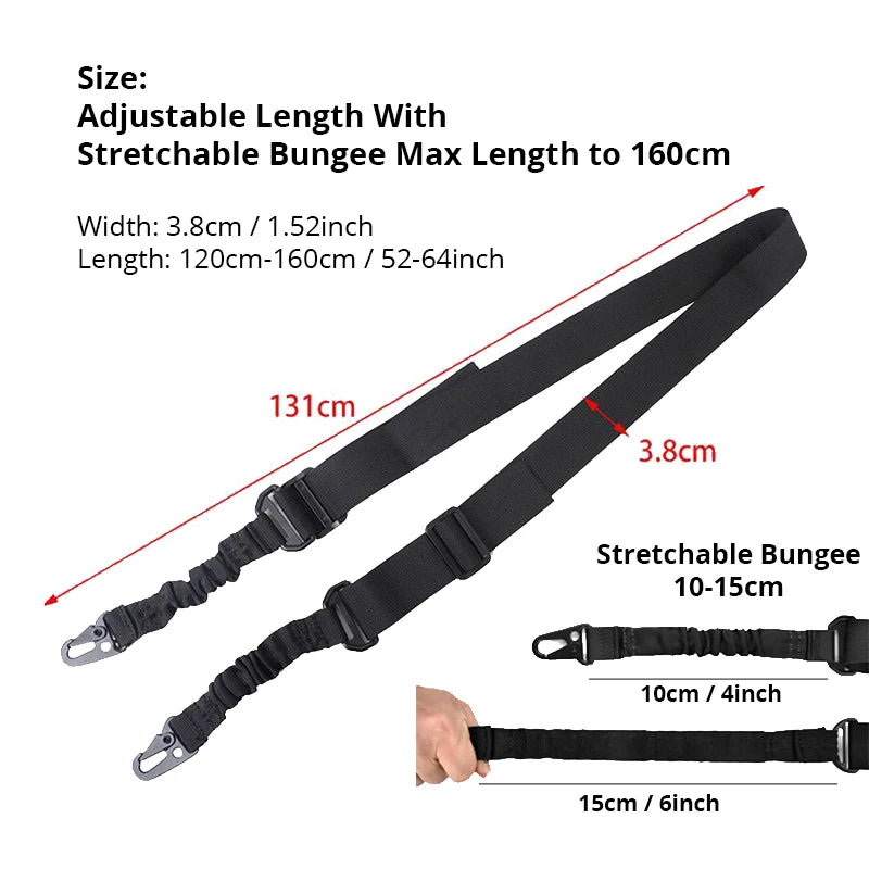 Tactical Two Point Bungee Rifle Sling Shoulder Strap for Hunting