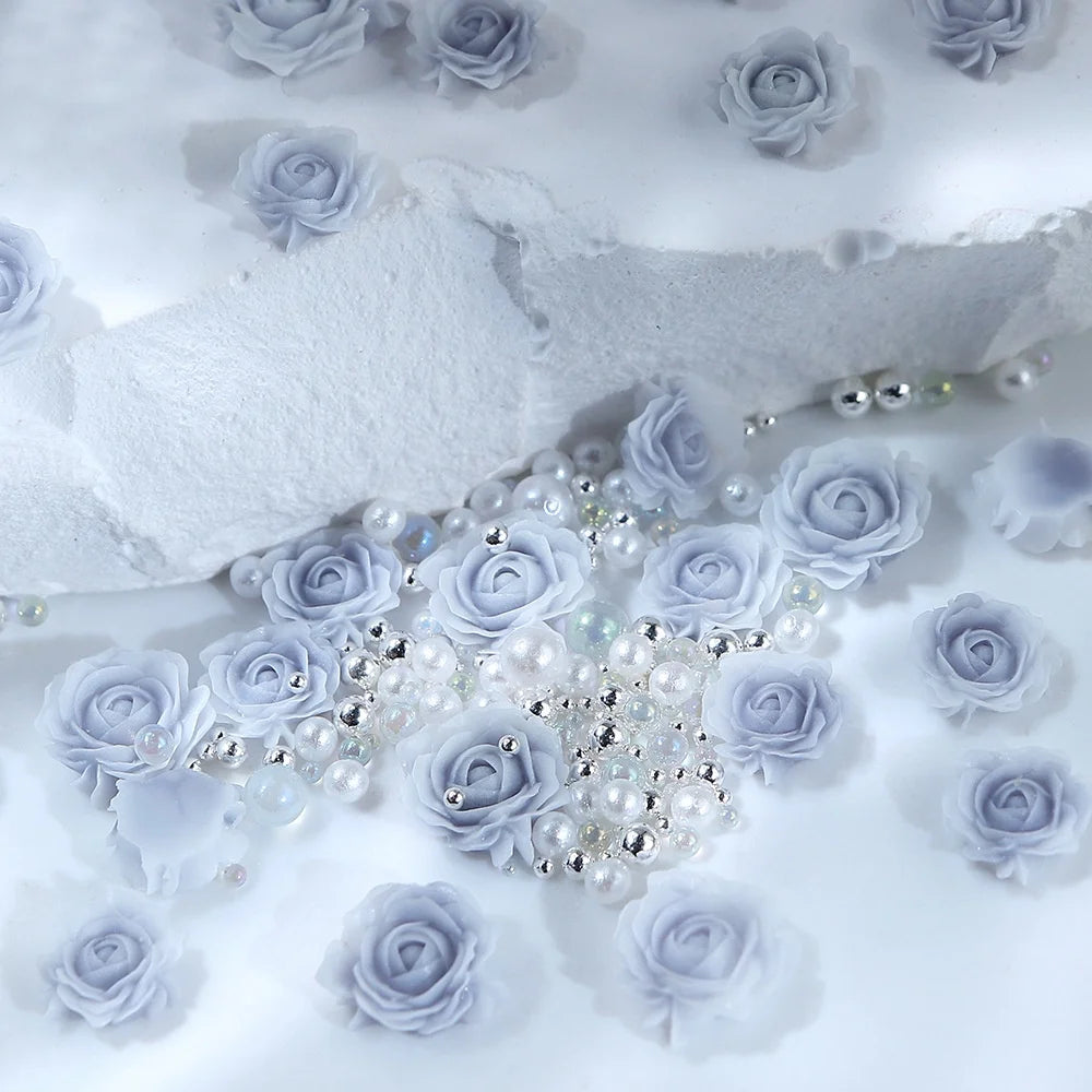 3D Resin Rose Pearl Nail Charms for Elegant Nail Art