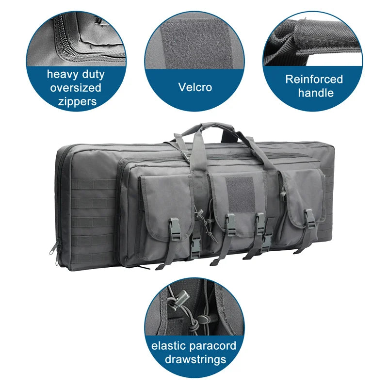 LQARMY Tactical Double Rifle Case Molle Hunting Airsoft Gun Bag