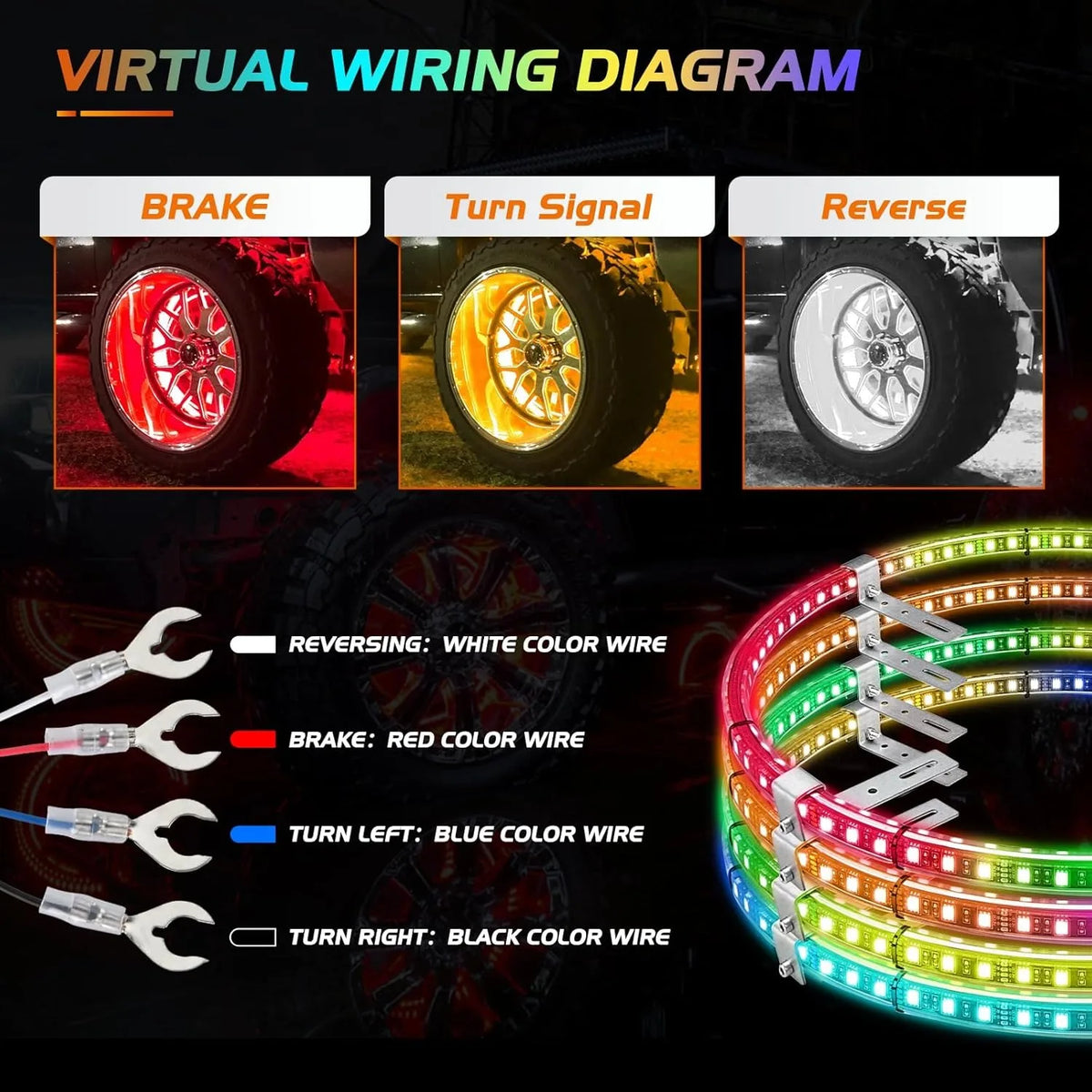 Nilight LED Wheel Ring Lights With App And Remote Control