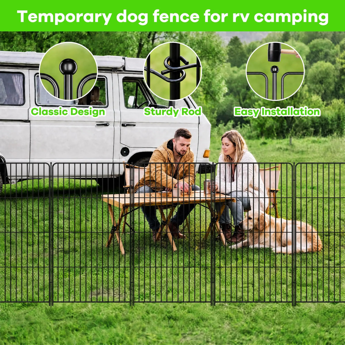 Garden Fence, 36in(H) x 22.1ft(L) 10 Pack Garden Fencing Animal Barrier, Metal No Dig Fence, Dog Fence Outdoor for Yard, Dog Playpen Outdoor Decorative Garden Fences for Yard Patio, Black