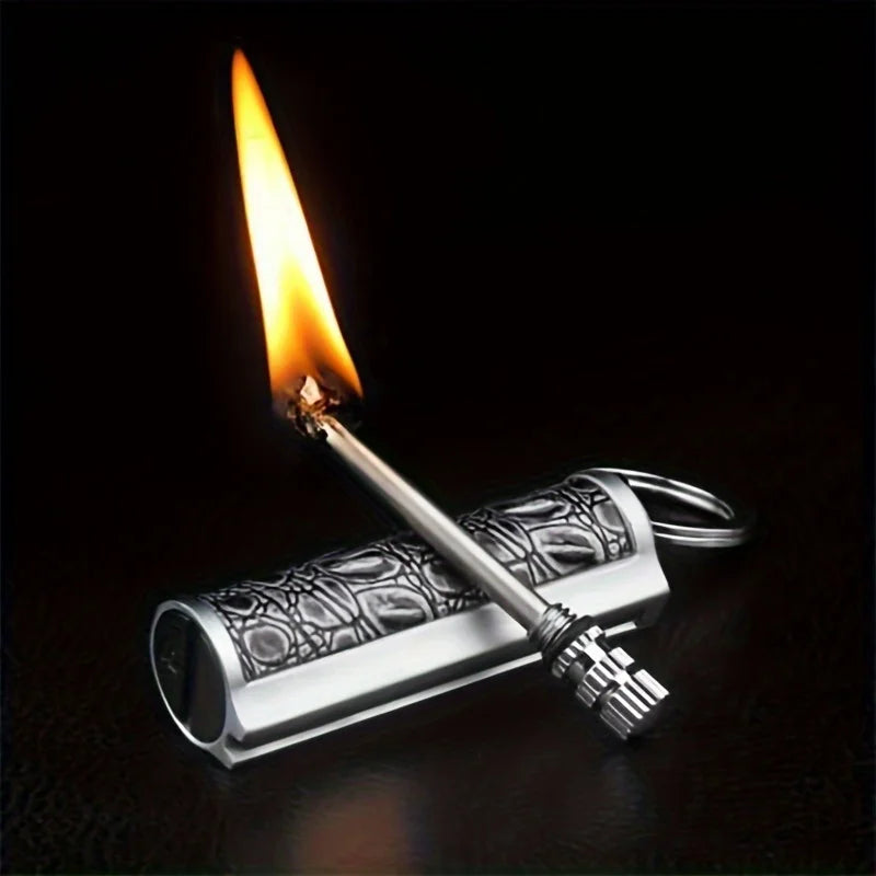 Vintage Refillable Flint Lighter Waterproof Metal Fire Starter For Camping