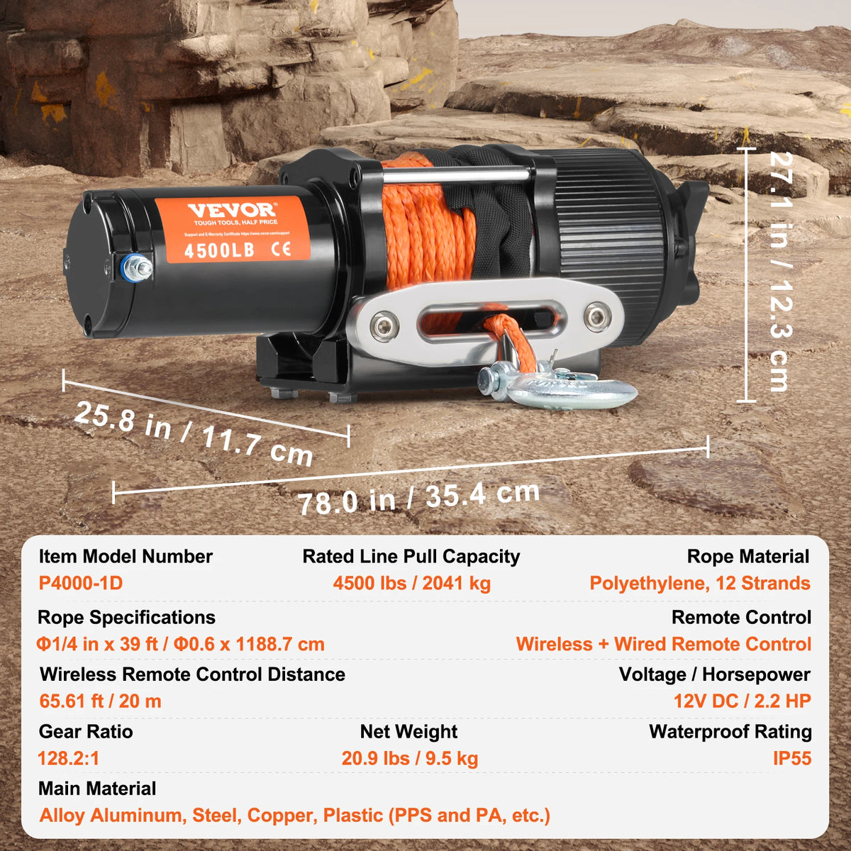Succebuy 4500lb Atv Utv Electric Winch With Synthetic Rope