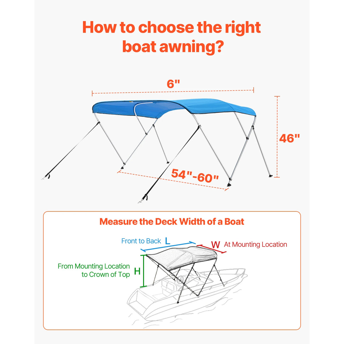SucceBuy Boat Bimini Top with Aluminum Frame and Sun Shade