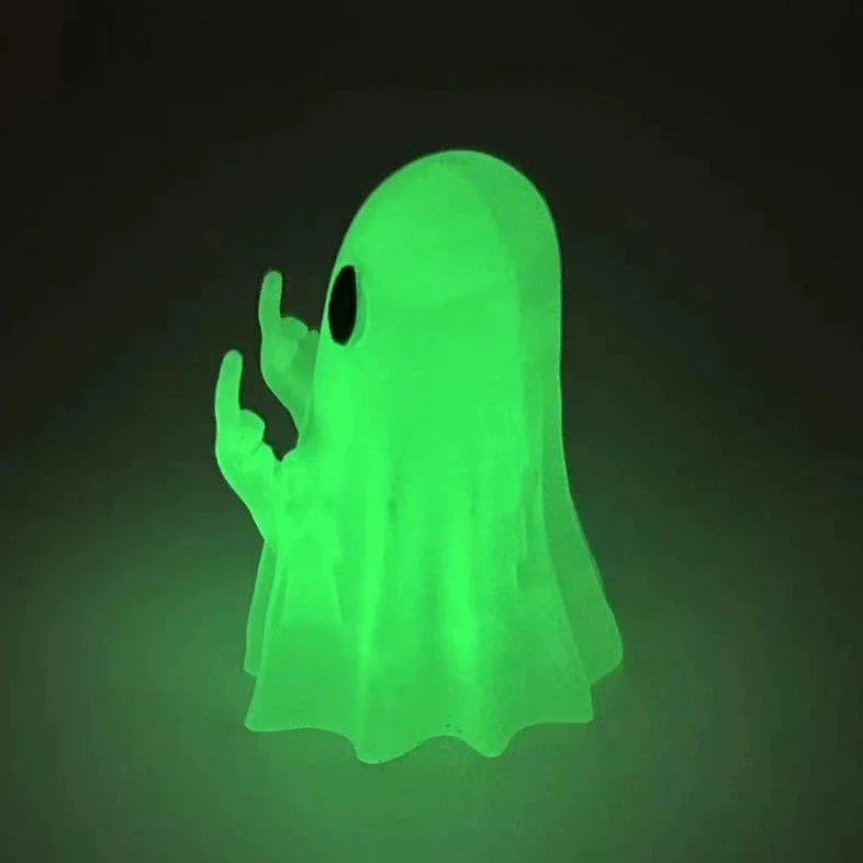 Cute Ghost Resin Statue Middle Finger Halloween Shelf Decor for Home Displays