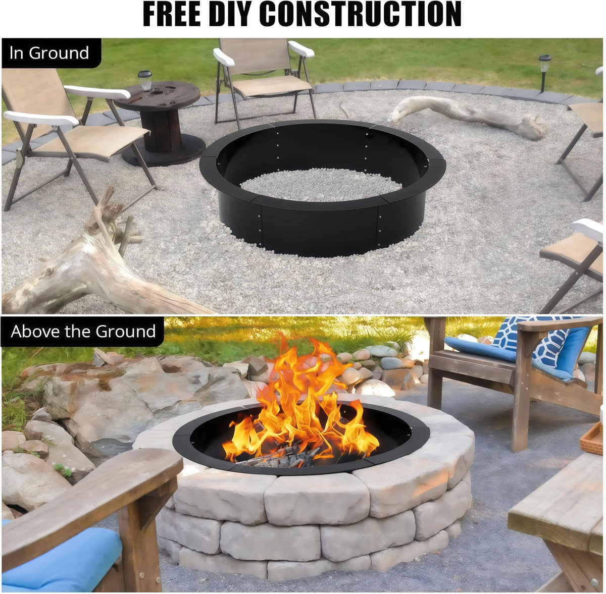 Outdoor Heavy Duty Steel Smokeless Fire Pit Ring Insert