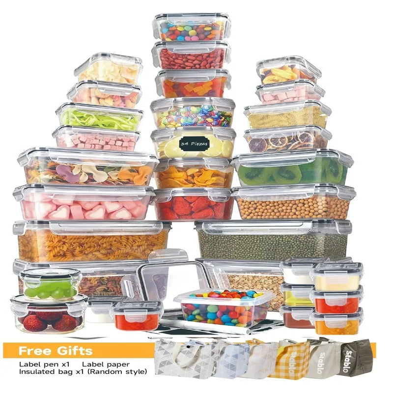Stackable Airtight Plastic Food Storage Containers With Lids