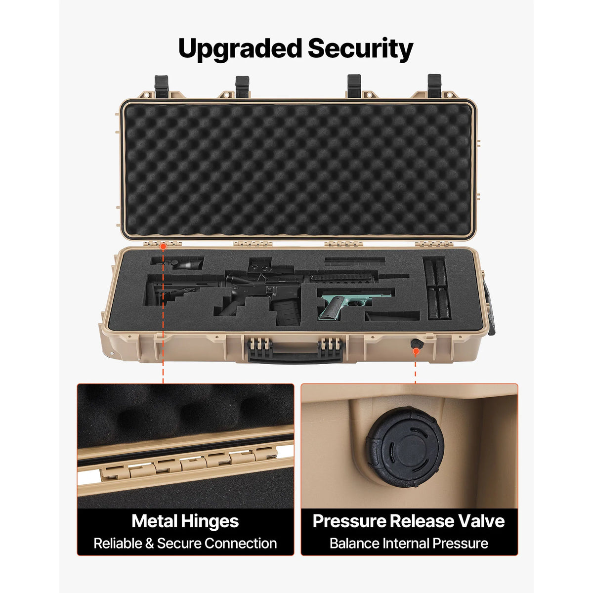 SucceBuy Waterproof Lockable Rifle Case With Foam And Wheels
