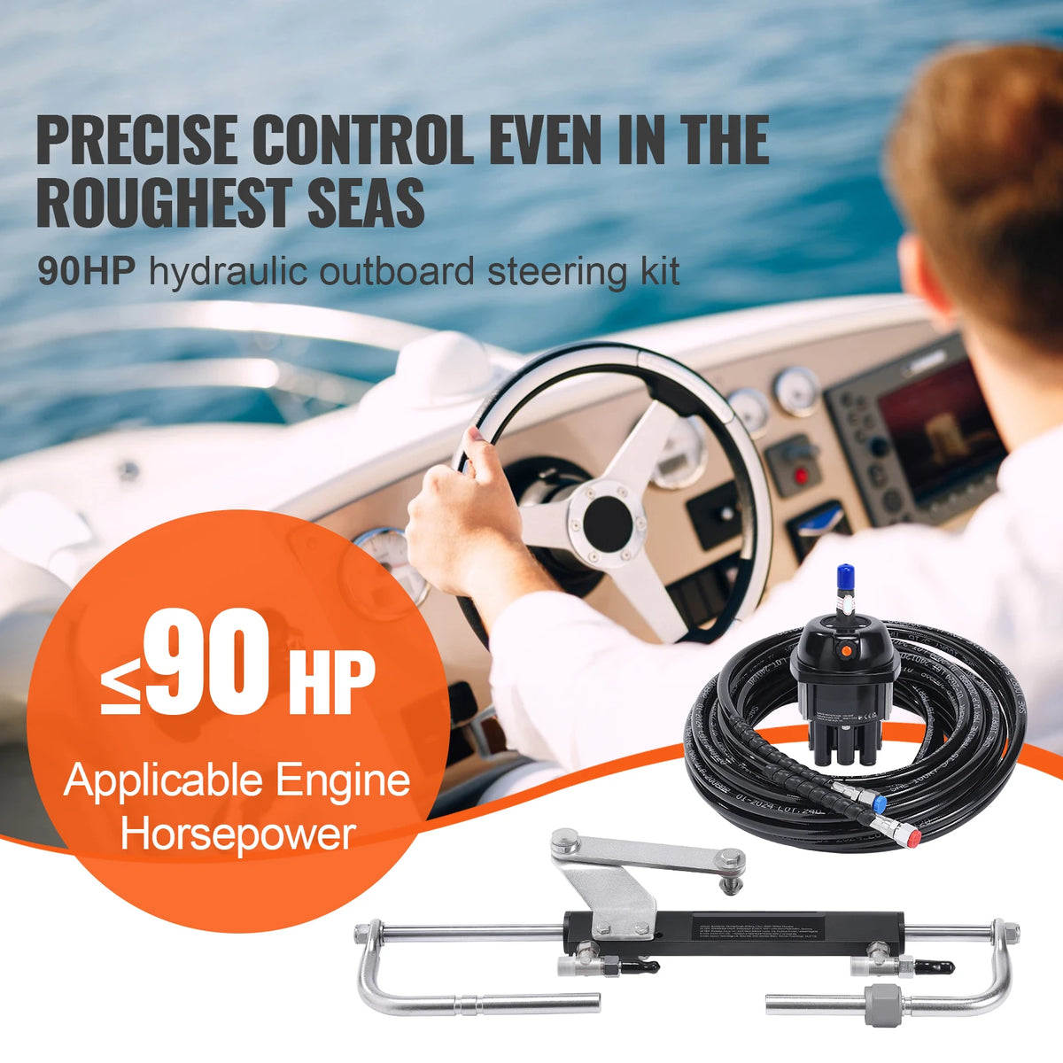 SucceBuy Hydraulic Outboard Steering Kit With Helm Pump