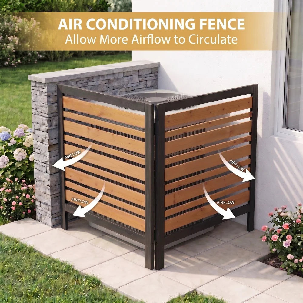 2-Panel Outdoor Air Conditioner Fence Screen, Outside Wood Privacy Fence, Backyard Garden Patio 38 W X 42 H Garden Supplies FYCS