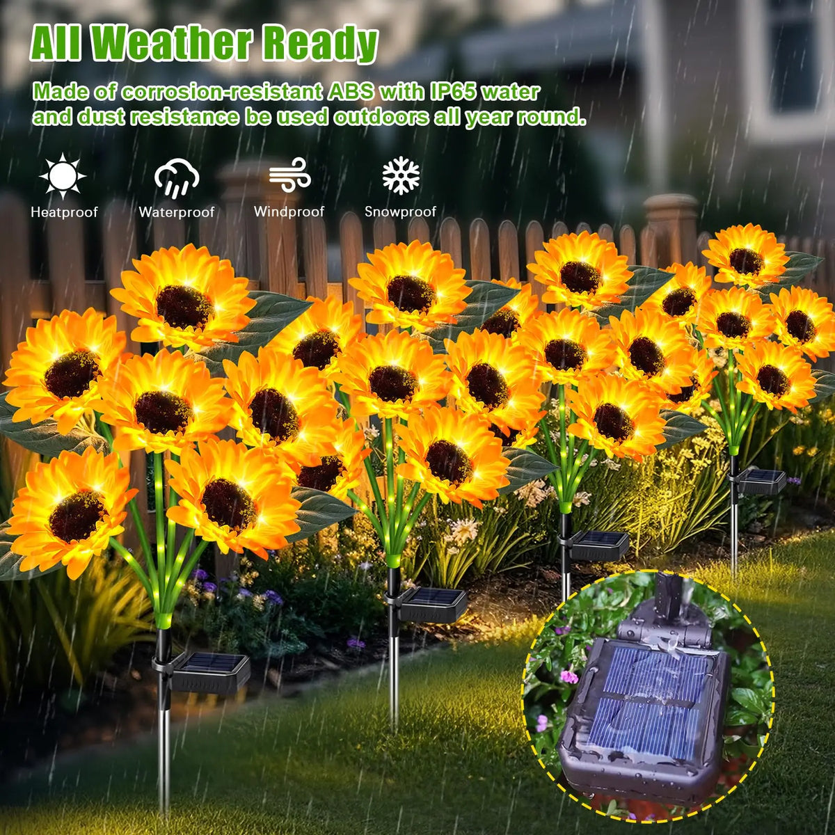 KPSTEK Solar Sunflower Garden Lights Waterproof Outdoor Decor