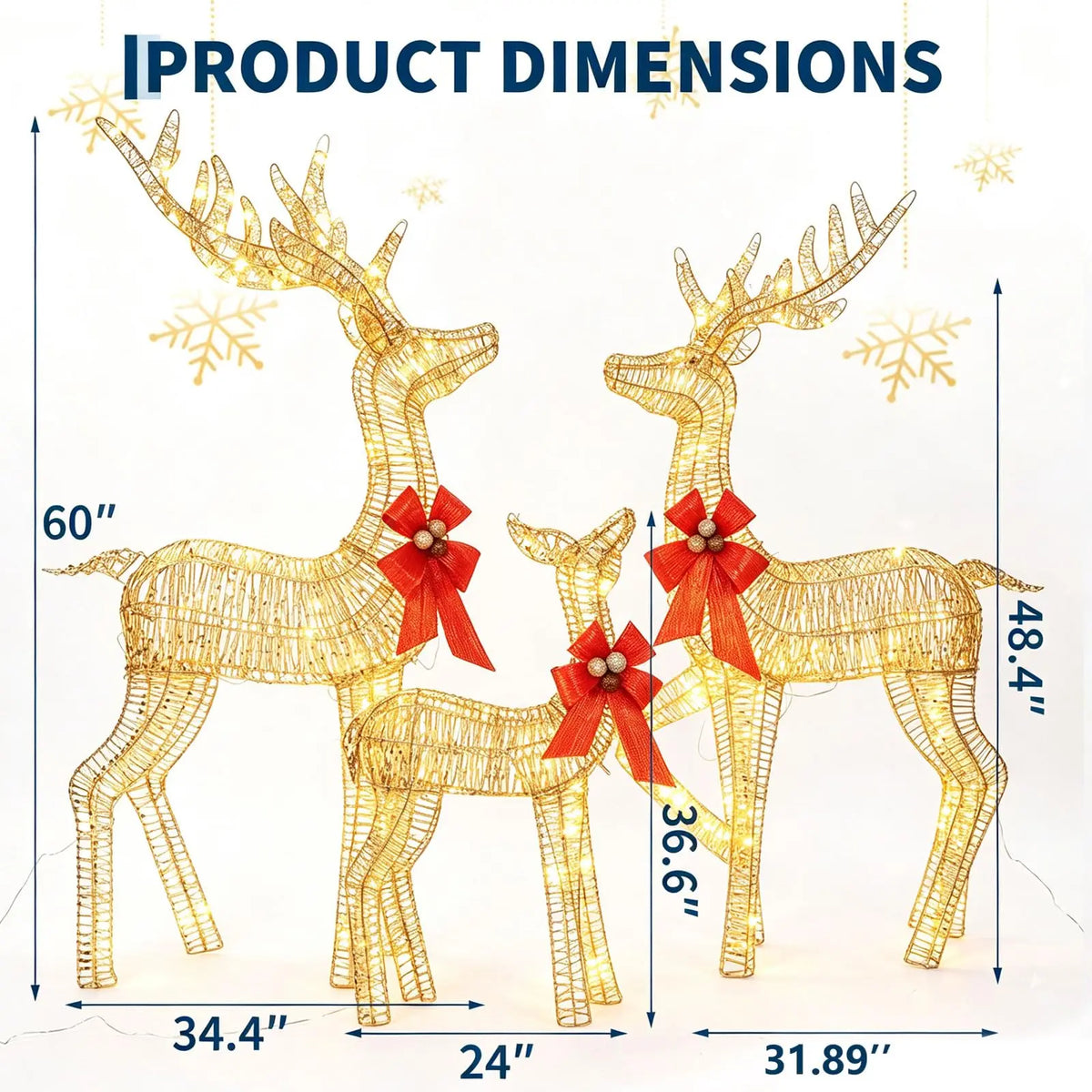 HiMISS Lighted Christmas Deer Family Outdoor Yard Decor Set