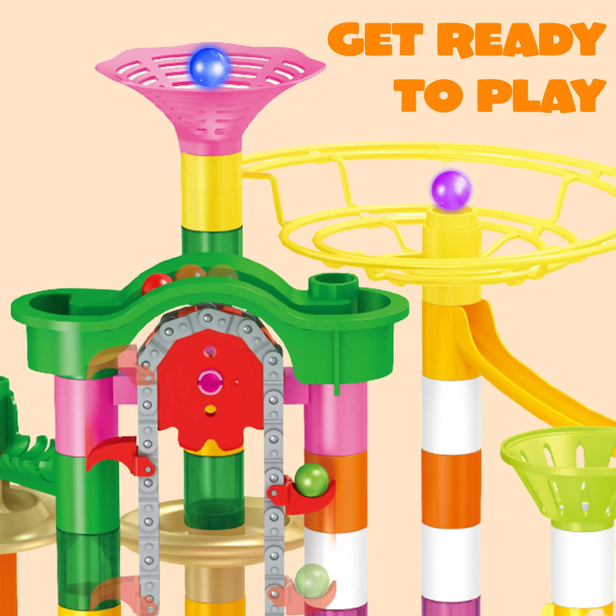 Joyfy Glowing Marble Run Building Blocks With Motorized Elevator