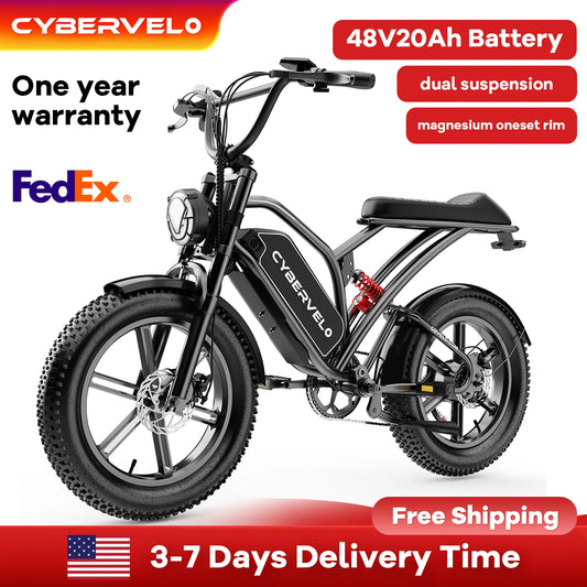 Cybervelo 1000W Fat Tire Electric Dirt Bike Off Road Ebike