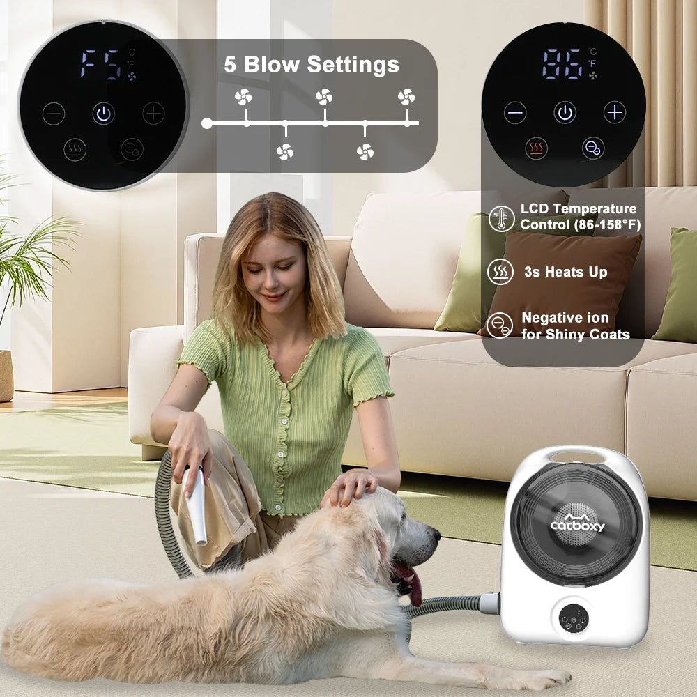 Pet Grooming Vacuum And Dryer With Hair Suction System