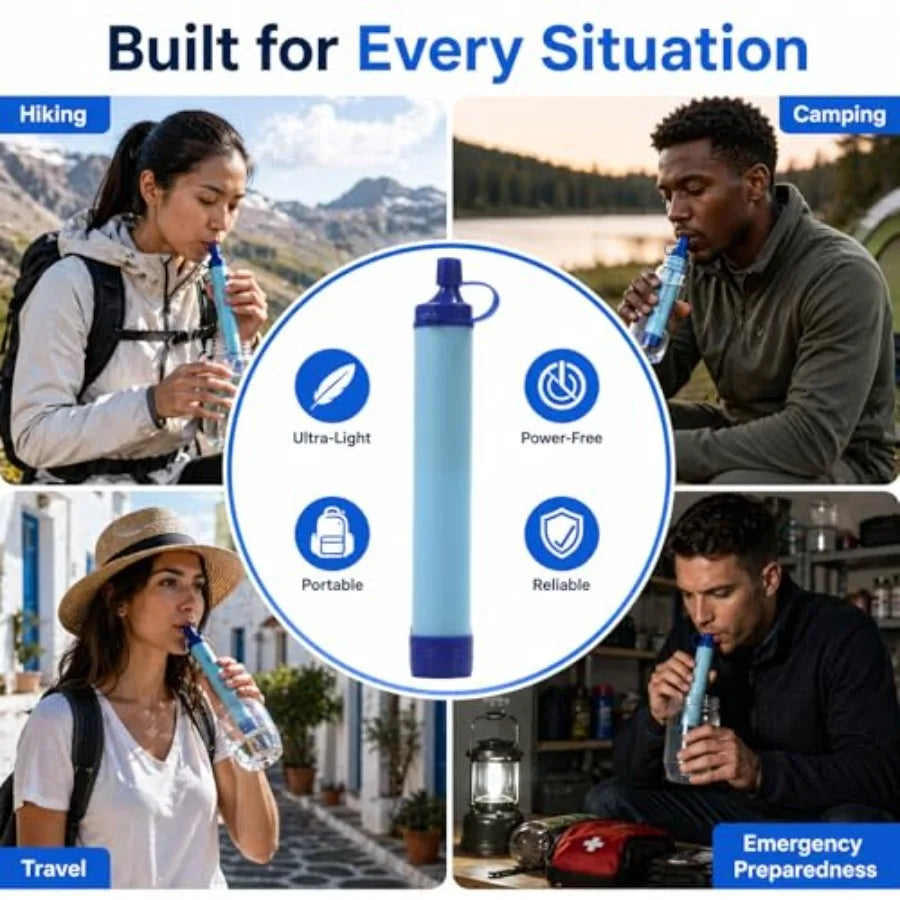 Emergency Water Filter Straw For Camping Hiking Travel Survival