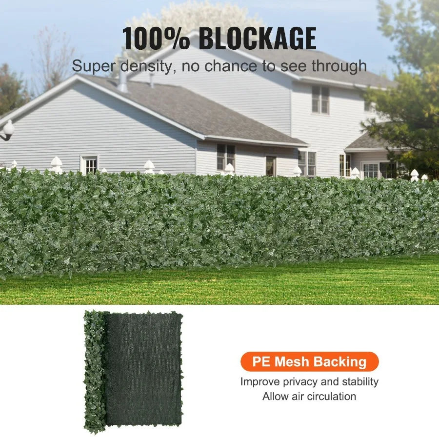 Ivy Privacy Fence 59 x 98 in Artificial Green Wall Screen Greenery Ivy Fence with Mesh Cloth Backing and Strengthened Joint Fau