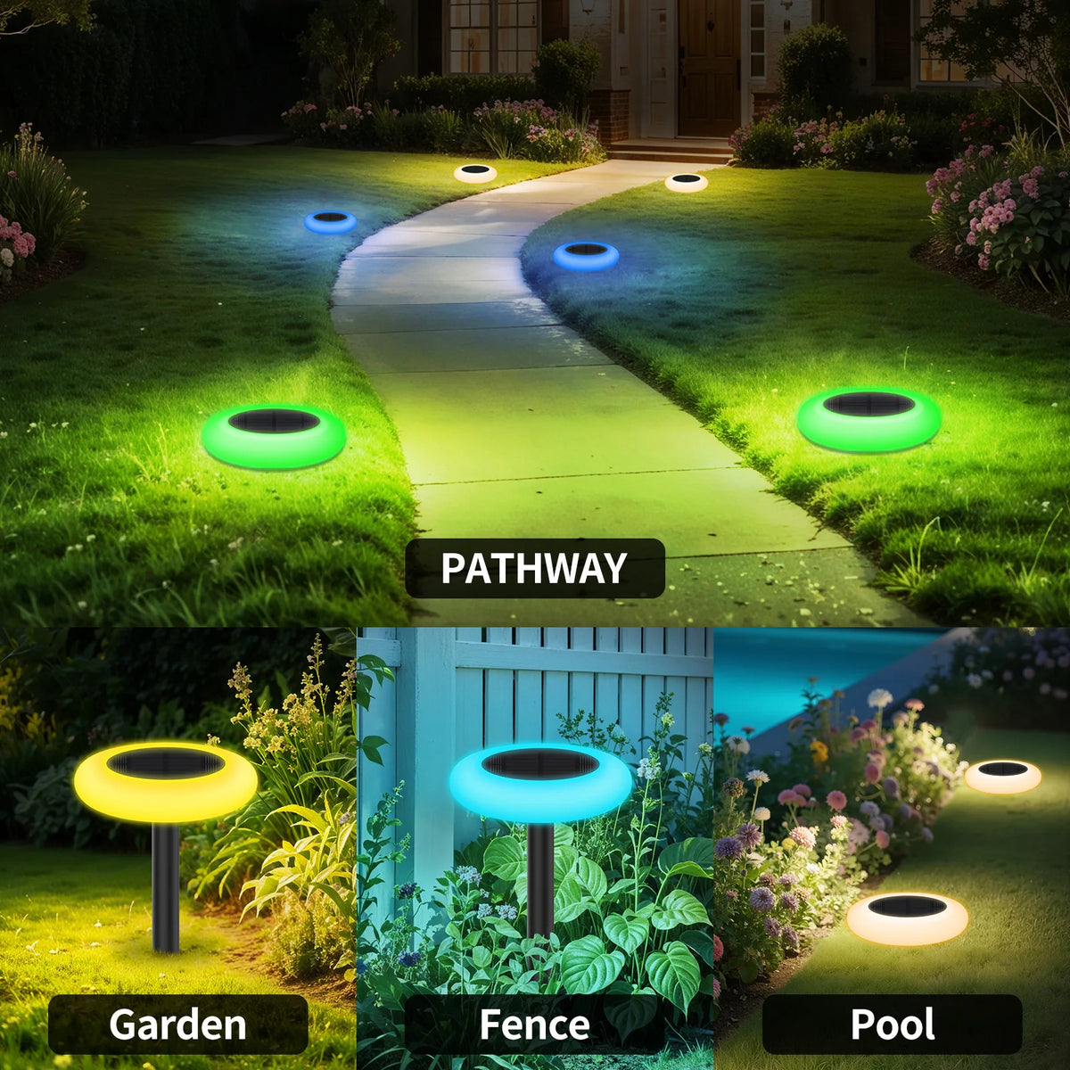 Intelamp Outdoor Solar Pathway Lights For Garden Walkways