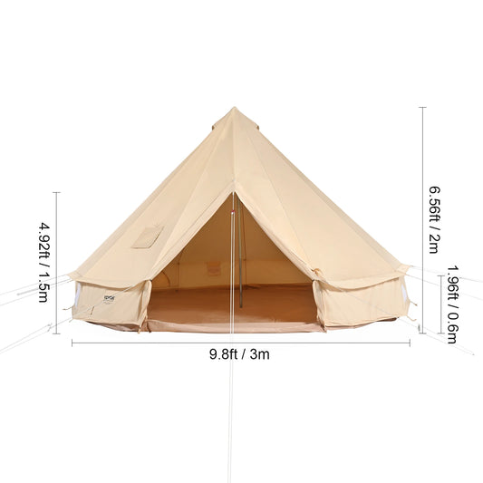 SucceBuy All Season Canvas Bell Tent For Outdoor Camping
