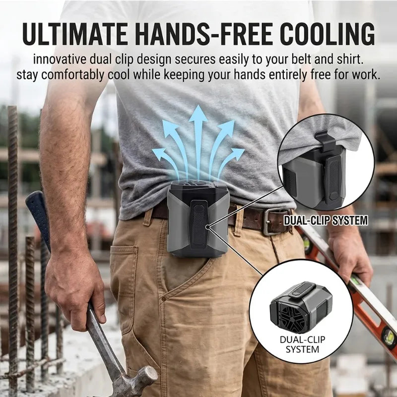 Portable Rechargeable Waist Fan With Flashlight And Power Bank