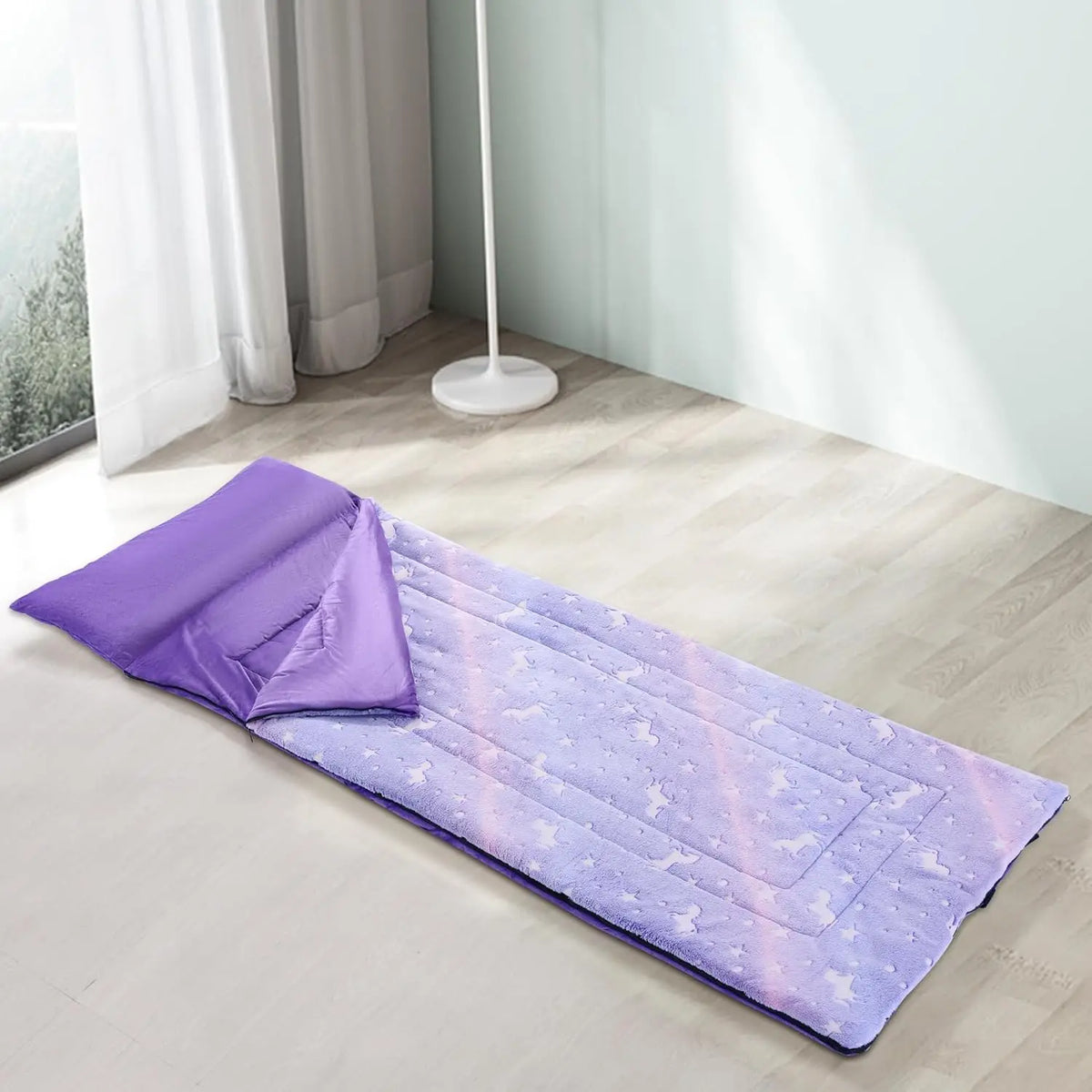 Glow In The Dark Kids Sleeping Bag With Soft Pillow