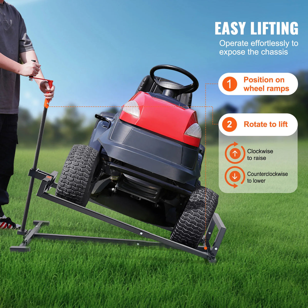 SucceBuy Hydraulic Lawn Mower Lift for Garden Tractors