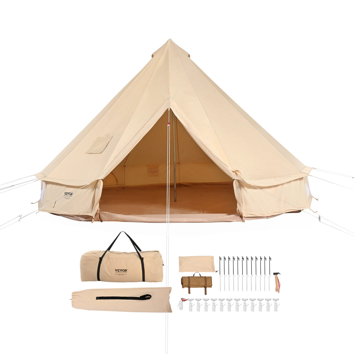 SucceBuy All Season Canvas Bell Tent For Outdoor Camping