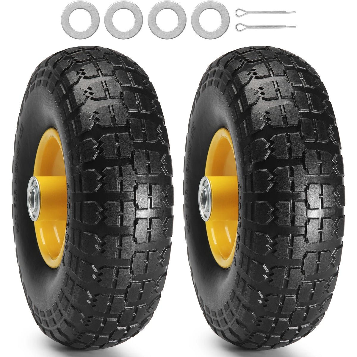 SucceBuy Solid PU Run Flat Tubeless Wheels for Carts and Dollies