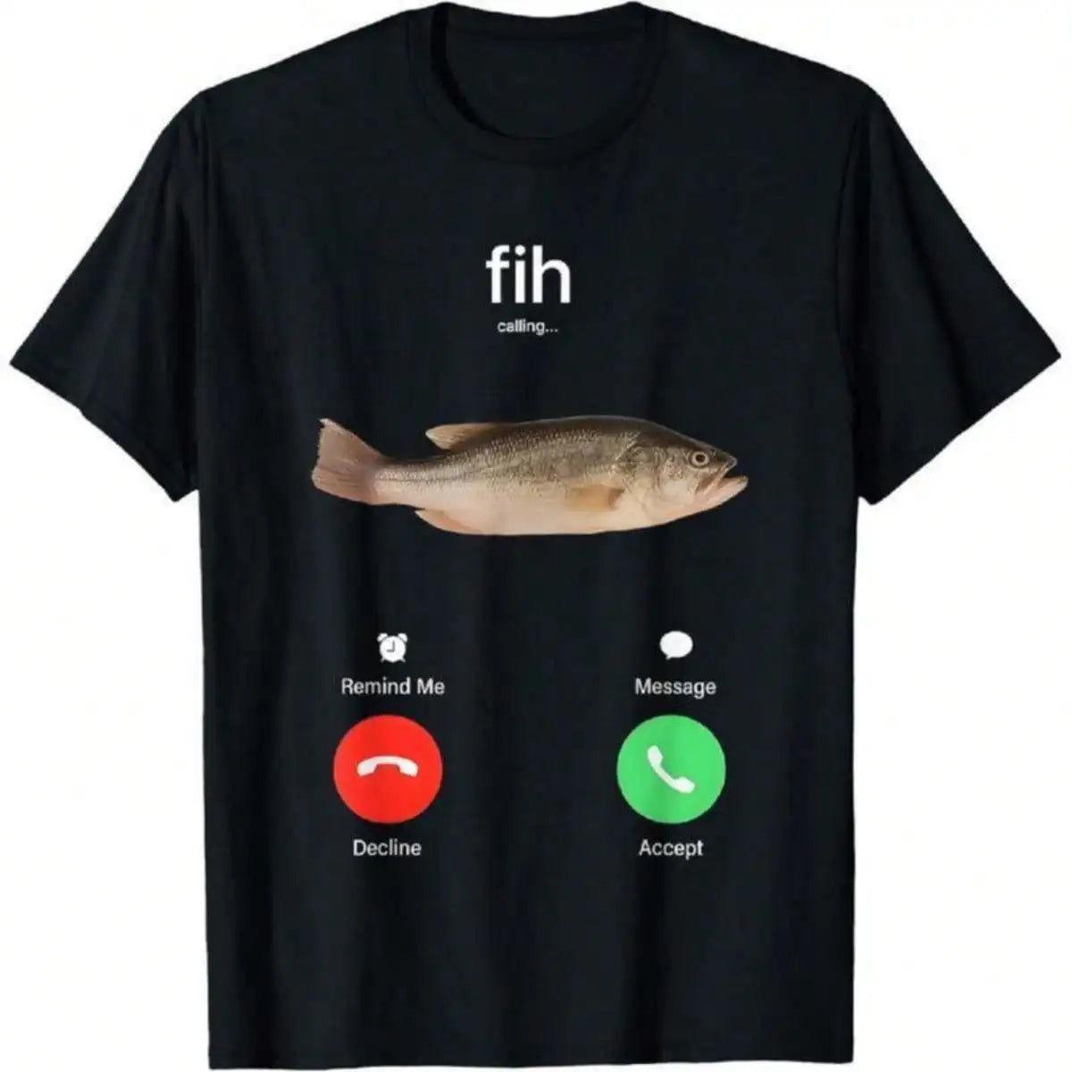 Mens Cotton Fish Call Reminder Graphic Casual T Shirt