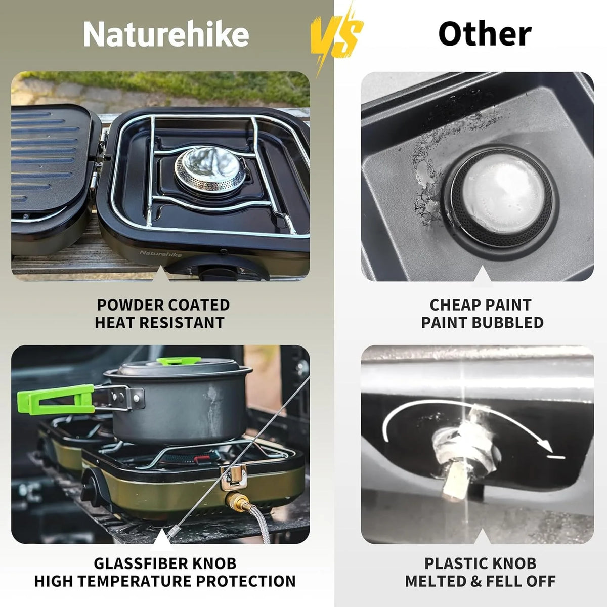 Naturehike Portable Two Burner Camping Stove With Griddle For Outdoor Cooking