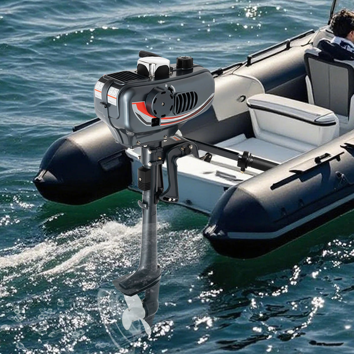 3.5Hp Outboard Motor – 2-Stroke – 5000Rpm – Cdi Ignition – 180 °   Steering – Aluminum Alloy – for Fishing Boat Speedboat – 9.8kg