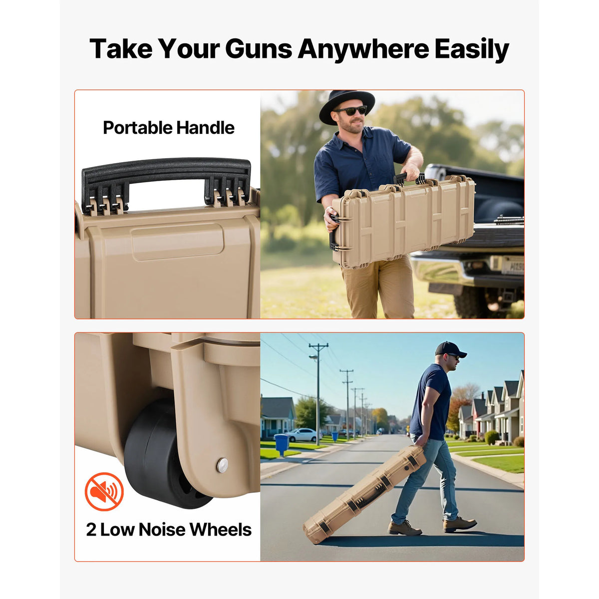 SucceBuy Waterproof Lockable Rifle Case With Foam And Wheels