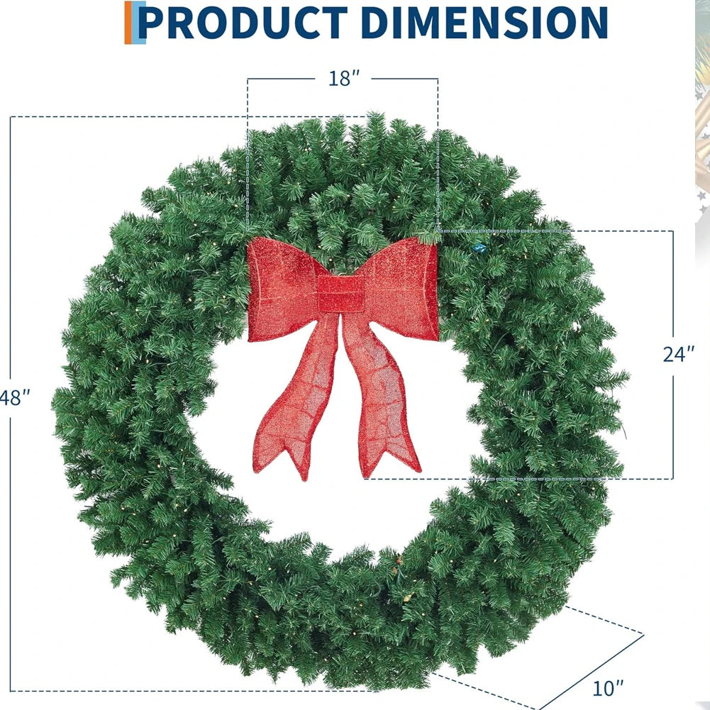 Studyset Pre-Lit Christmas Wreath Bow LED Lights Indoor Outdoor Decoration