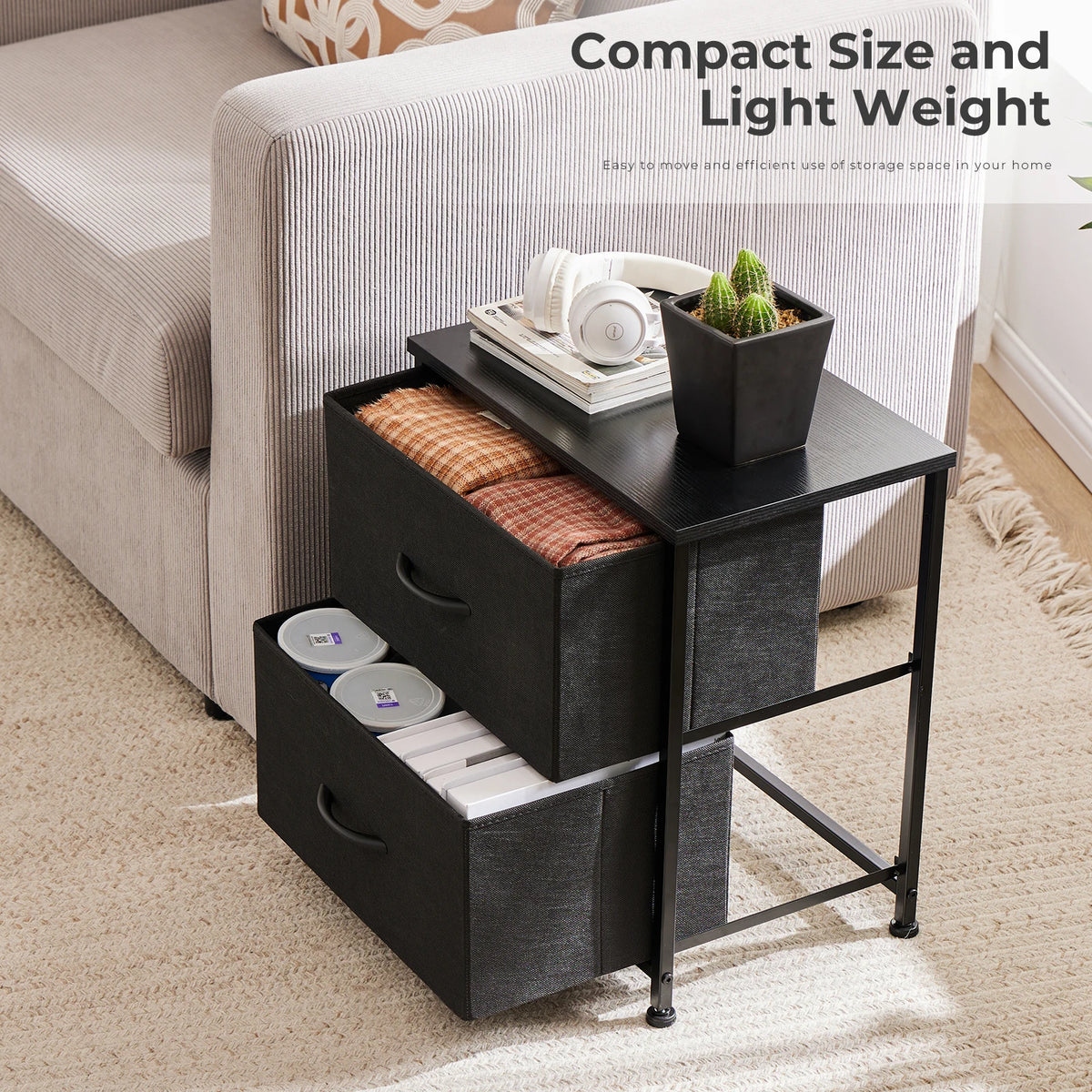 JHK Modern Fabric Drawer Living Room Storage Cabinet