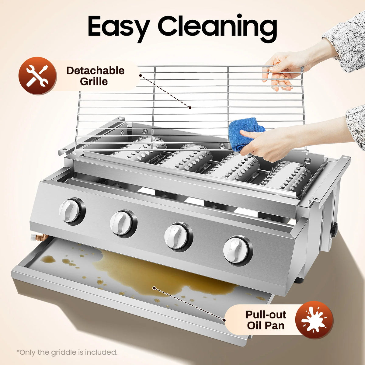 Portable Propane Gas Grill With Four Burners For Outdoor Cooking