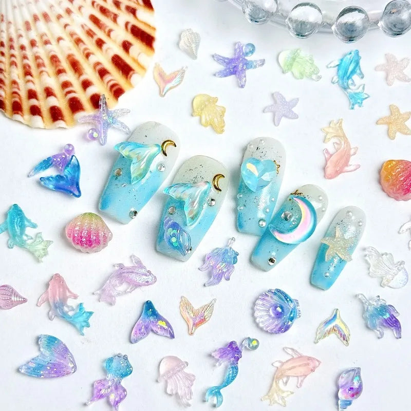 3D Simulated Conch Shell And Jellyfish Ocean Nail Art Decorations