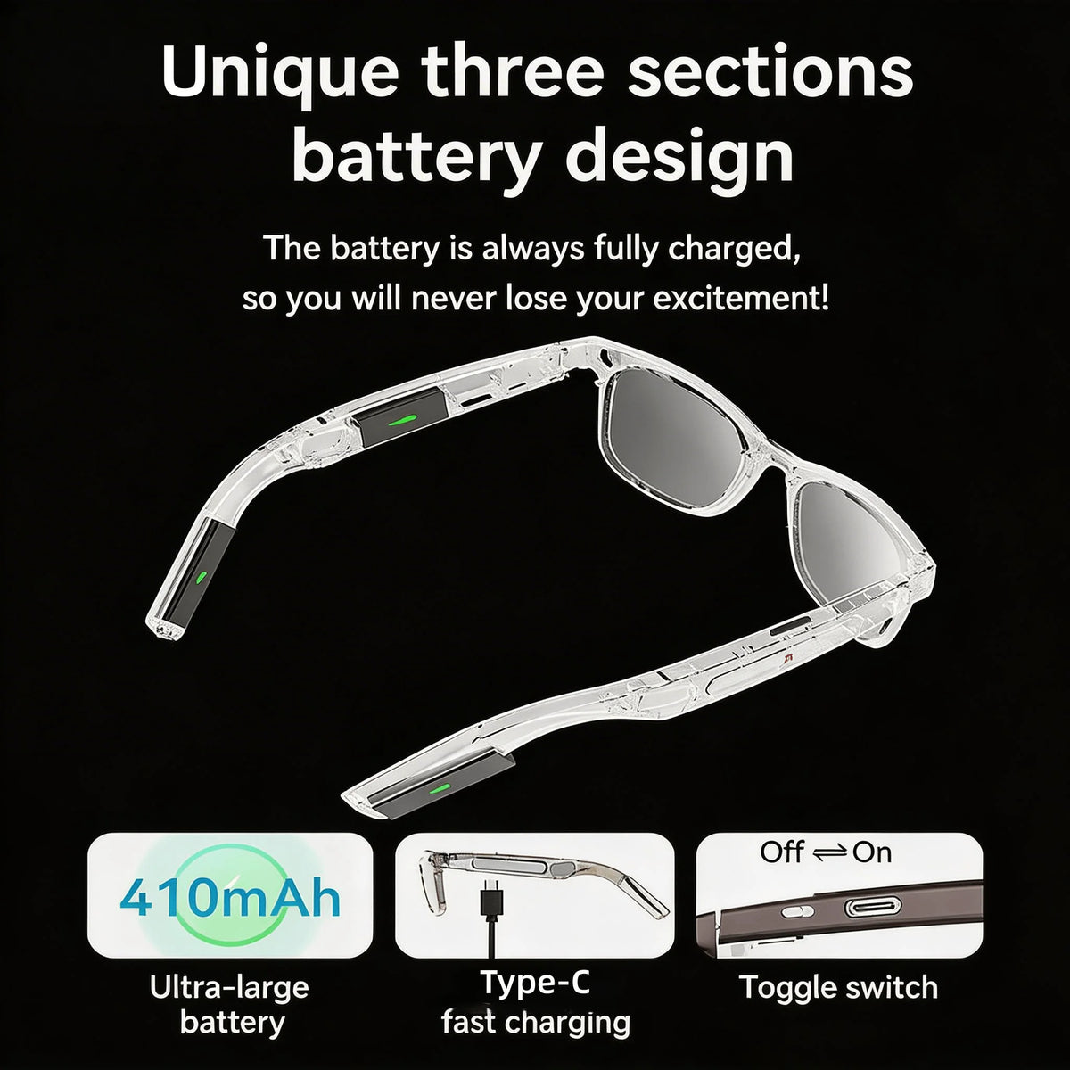 W&O AI Camera Glasses With Translation And Open Ear Audio