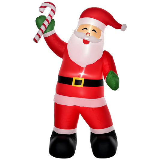 HOMCOM Christmas Inflatable Santa Claus With Candy Cane LED Lights