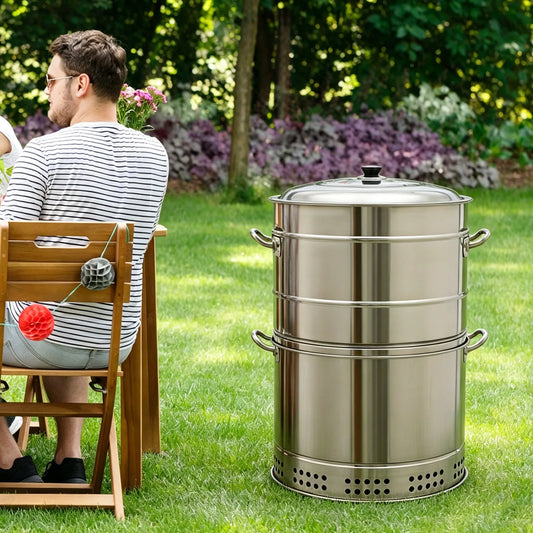 Portable Stainless Steel Hanging Charcoal Grill With Rotating Skewers