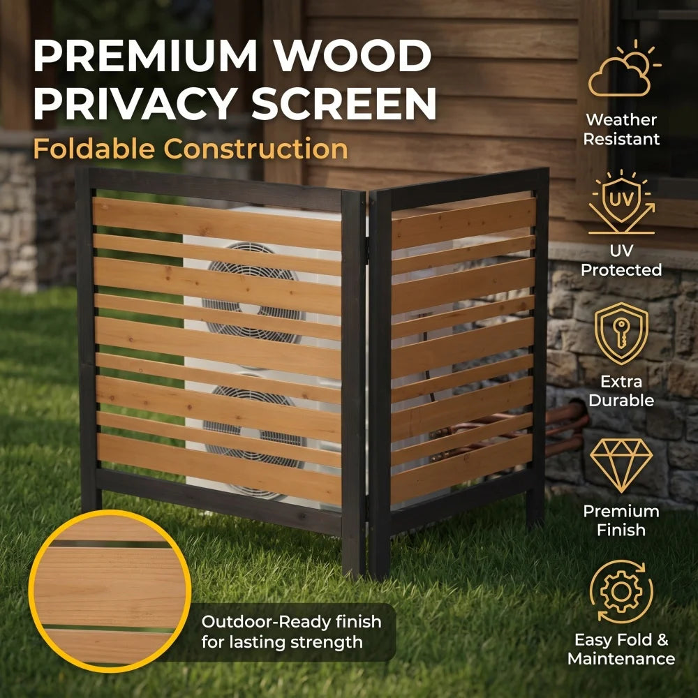 2-Panel Outdoor Air Conditioner Fence Screen, Outside Wood Privacy Fence, Backyard Garden Patio 38 W X 42 H Garden Supplies FYCS