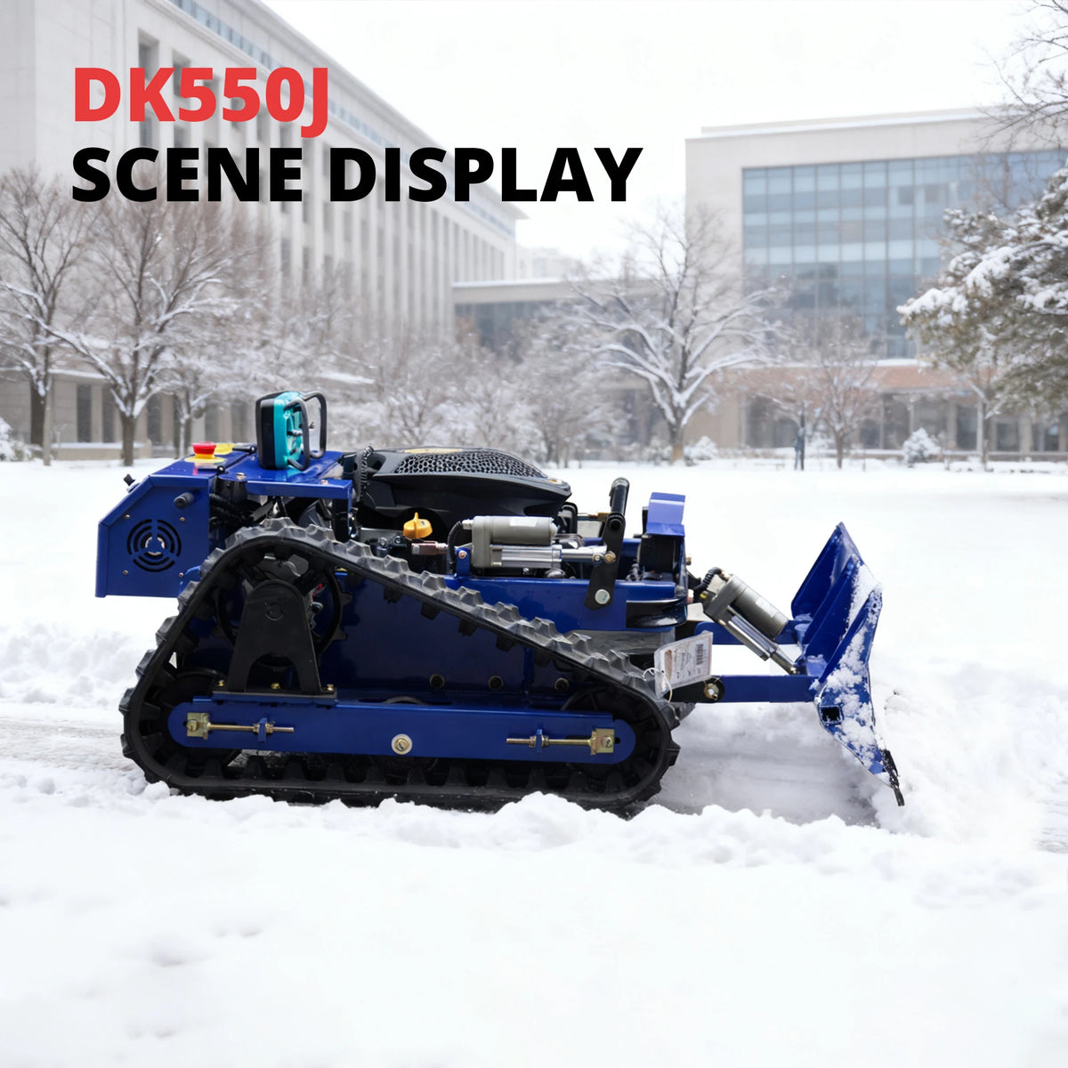 DEEPKRON Remote Control Lawn Mower With Snow Shovel And Blades