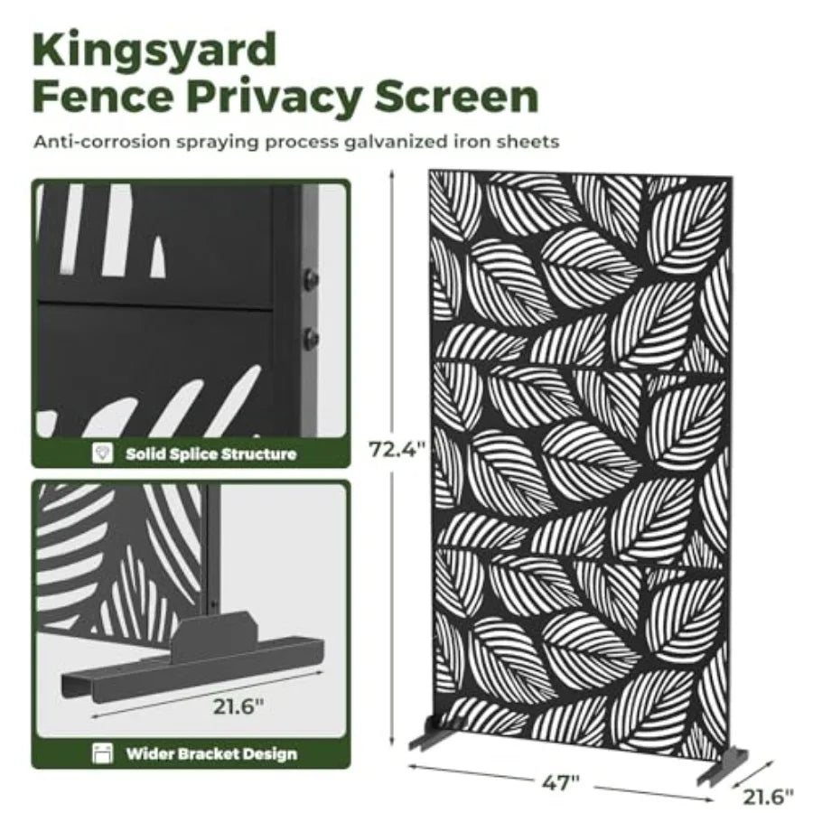 Metal Privacy Screen, 72"H x 47"W Outdoor Privacy Screen Freestanding, Decorative Balcony Privacy Screen and Panels for Patio La