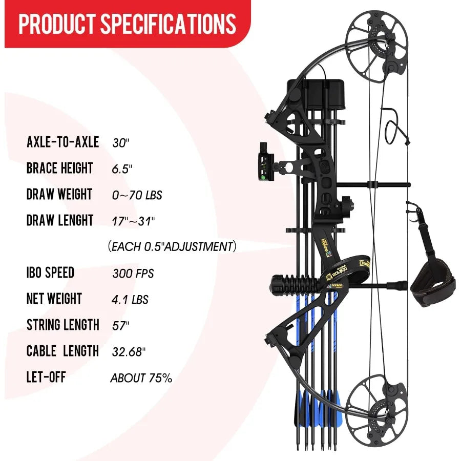 Sanlida Dragon X7 Compound Bow Archery Kit For Adults