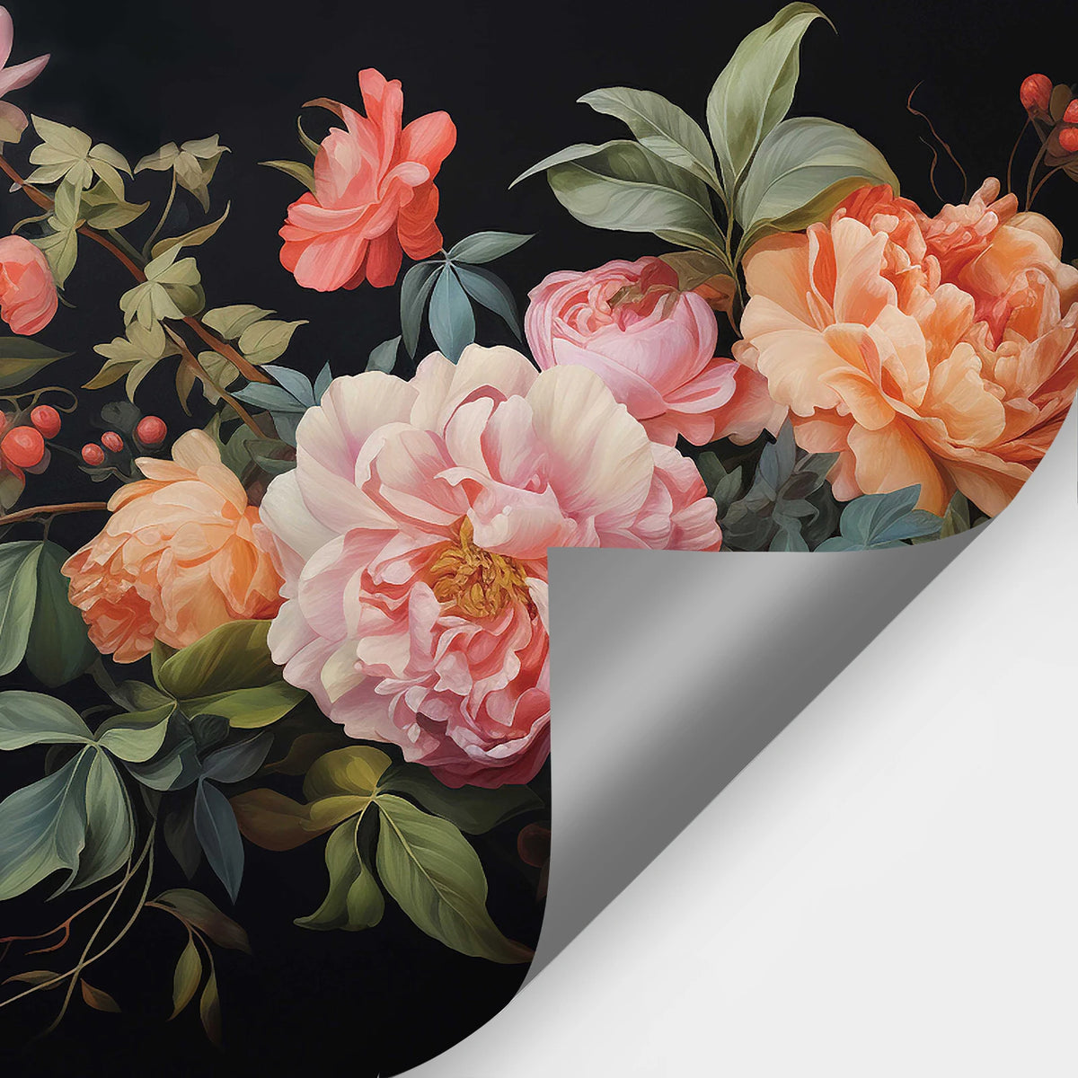 JIFFDIFF 375*250cm custom papel de parede Antique black flowers wallpaper background wall mural waterproof dark cabinet sticker