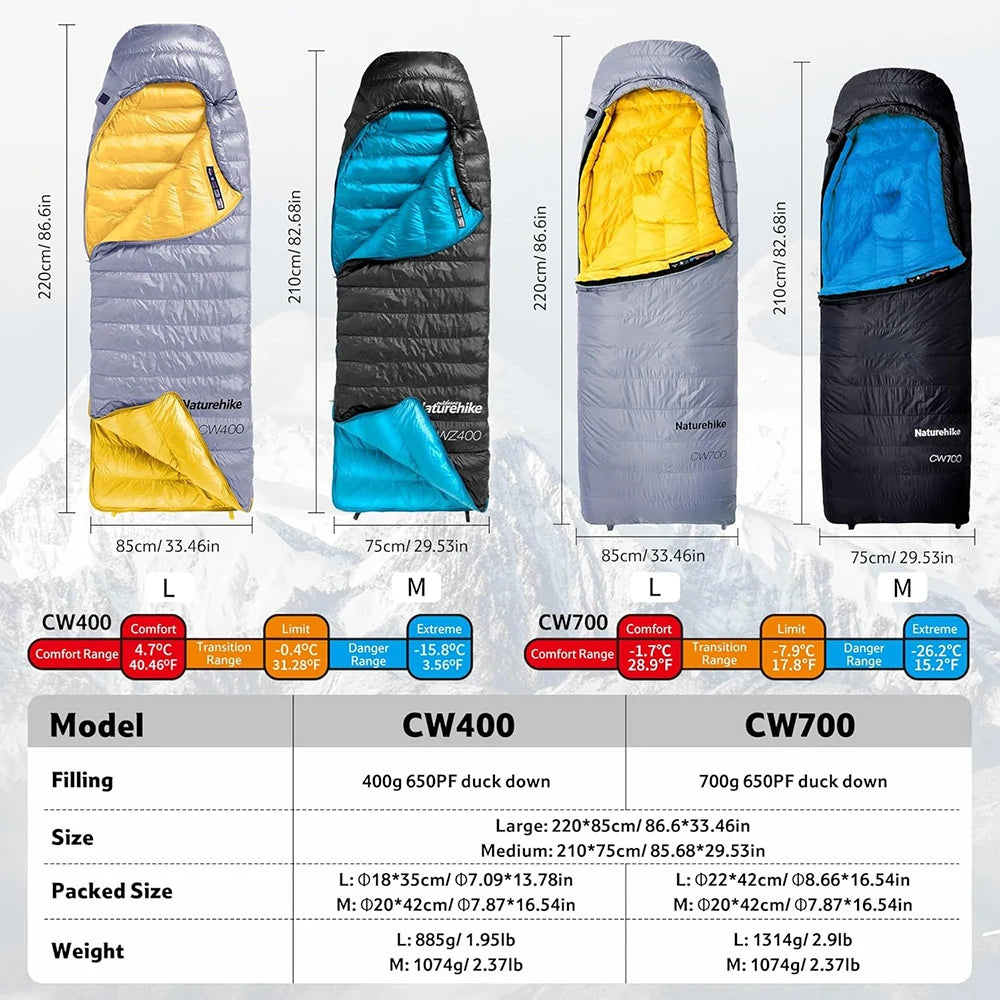 Naturehike CW700 Ultralight Duck Down Winter Sleeping Bag