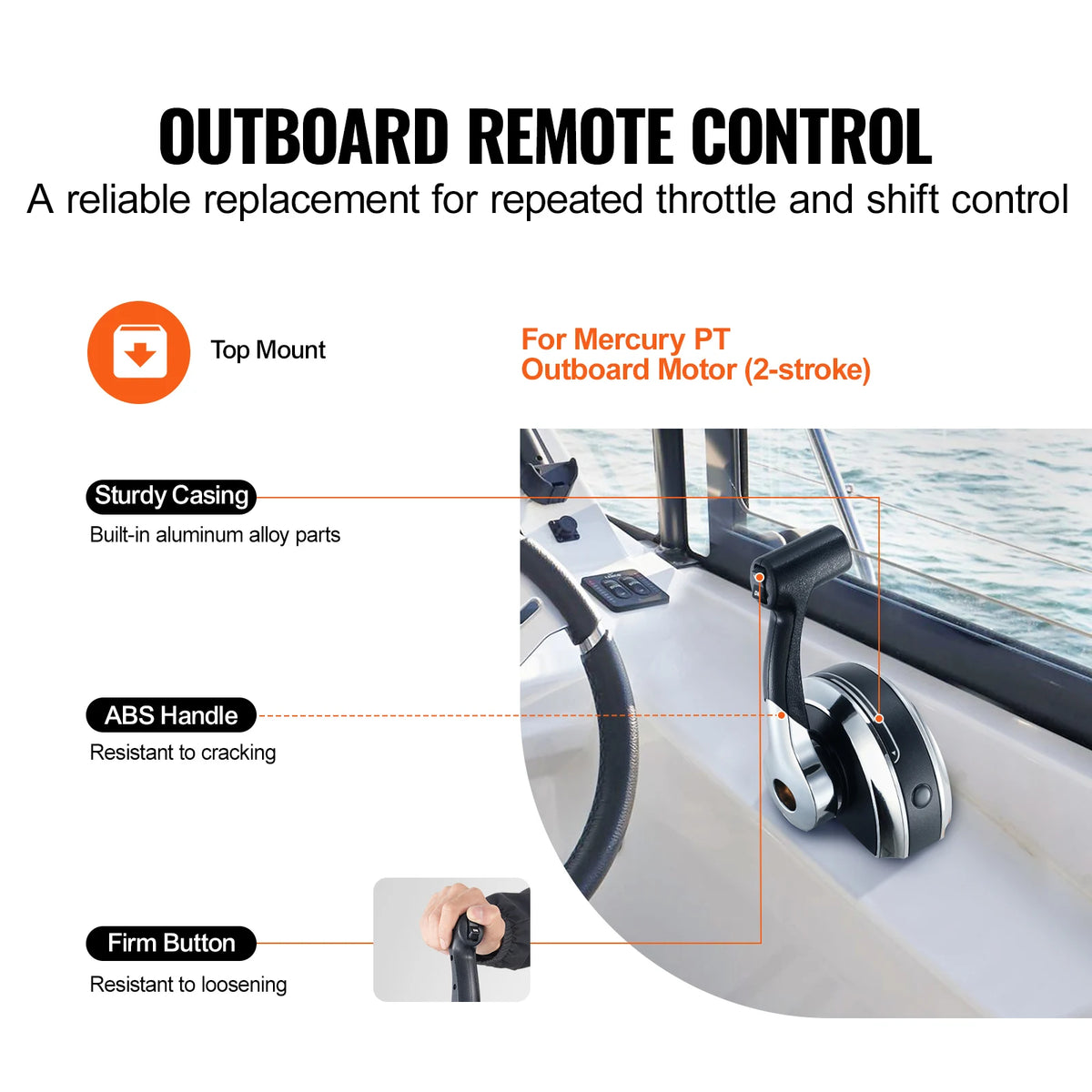 SucceBuy Mercury PT Outboard Remote Throttle Control Box With Trim Switch