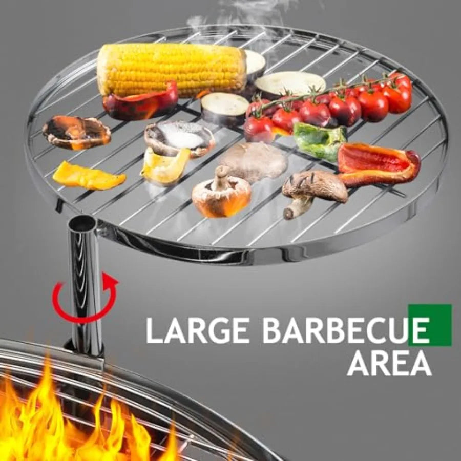 Outdoor Wood Burning Fire Pit With Swivel Cooking Grate